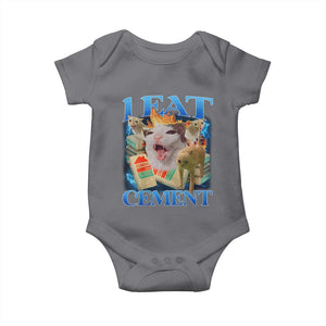 I Eat Cement Cursed Cat Baby Onesie Funny Cat Meme Ironic TS10 Charcoal Print Your Wear