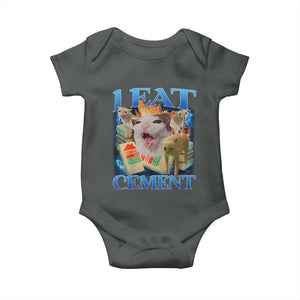 I Eat Cement Cursed Cat Baby Onesie Funny Cat Meme Ironic TS10 Dark Heather Print Your Wear