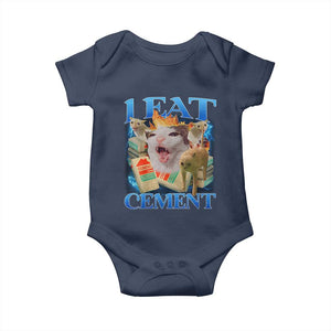 I Eat Cement Cursed Cat Baby Onesie Funny Cat Meme Ironic TS10 Navy Print Your Wear