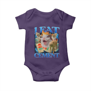 I Eat Cement Cursed Cat Baby Onesie Funny Cat Meme Ironic TS10 Purple Print Your Wear