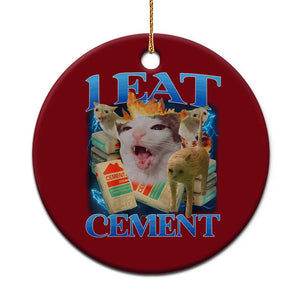 I Eat Cement Cursed Cat Ceramic Ornament Funny Cat Meme Ironic TS10 1pc Red Print Your Wear