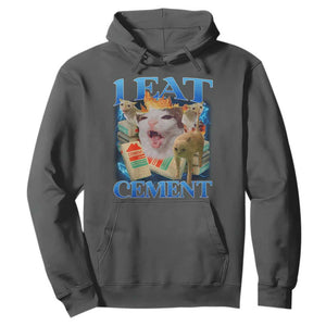 I Eat Cement Cursed Cat Hoodie Funny Cat Meme Ironic TS10 Dark Heather Print Your Wear