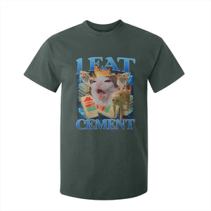 I Eat Cement Cursed Cat T Shirt For Kid Funny Cat Meme Ironic TS10 Dark Forest Green Print Your Wear