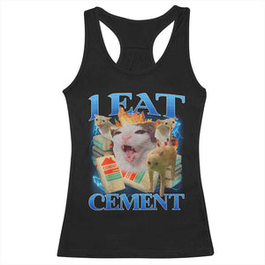 I Eat Cement Cursed Cat Racerback Tank Top Funny Cat Meme Ironic TS10 Black Print Your Wear
