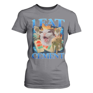I Eat Cement Cursed Cat T Shirt For Women Funny Cat Meme Ironic TS10 Charcoal Print Your Wear