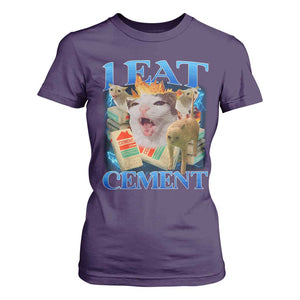 I Eat Cement Cursed Cat T Shirt For Women Funny Cat Meme Ironic TS10 Purple Print Your Wear