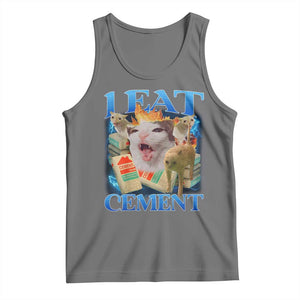 I Eat Cement Cursed Cat Tank Top Funny Cat Meme Ironic TS10 Black Heather Print Your Wear