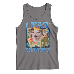 I Eat Cement Cursed Cat Tank Top Funny Cat Meme Ironic TS10 Deep Heather Print Your Wear