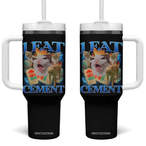 I Eat Cement Cursed Cat Tumbler With Handle Funny Cat Meme Ironic TS10 One Size: 40 oz Black Print Your Wear