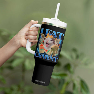 I Eat Cement Cursed Cat Tumbler With Handle Funny Cat Meme Ironic TS10 Print Your Wear
