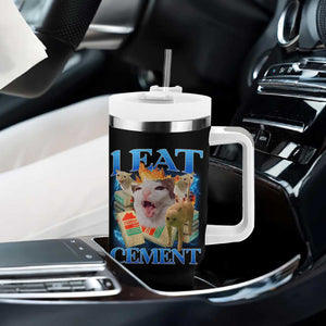 I Eat Cement Cursed Cat Tumbler With Handle Funny Cat Meme Ironic TS10 Print Your Wear