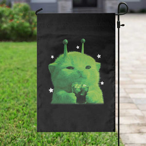 Funny Alien Cat Meme Garden Flag Funny Kitten 90s Retro Vintage Graphic Weird Cats Y2k TS10 Print Your Wear