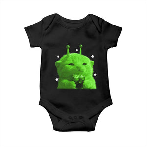 Funny Alien Cat Meme Baby Onesie Funny Kitten 90s Retro Vintage Graphic Weird Cats Y2k TS10 Black Print Your Wear