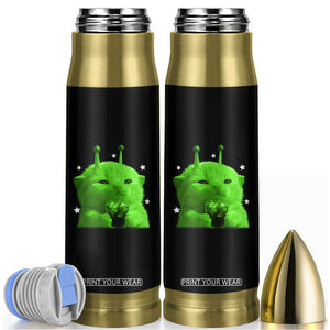 Funny Alien Cat Meme Bullet Tumbler Funny Kitten 90s Retro Vintage Graphic Weird Cats Y2k TS10 Black Print Your Wear