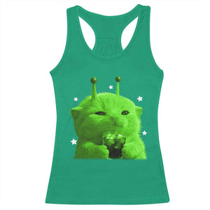 Funny Alien Cat Meme Racerback Tank Top Funny Kitten 90s Retro Vintage Graphic Weird Cats Y2k TS10 Irish Green Print Your Wear