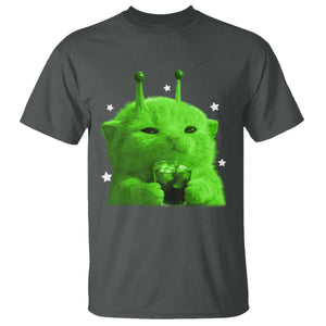 Funny Alien Cat Meme T Shirt Funny Kitten 90s Retro Vintage Graphic Weird Cats Y2k TS10 Dark Heather Print Your Wear