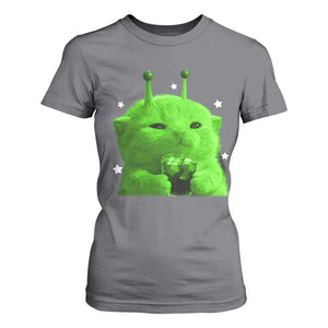 Funny Alien Cat Meme T Shirt For Women Funny Kitten 90s Retro Vintage Graphic Weird Cats Y2k TS10 Charcoal Print Your Wear