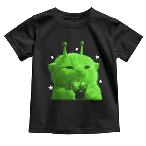 Funny Alien Cat Meme Toddler T Shirt Funny Kitten 90s Retro Vintage Graphic Weird Cats Y2k TS10 Black Print Your Wear