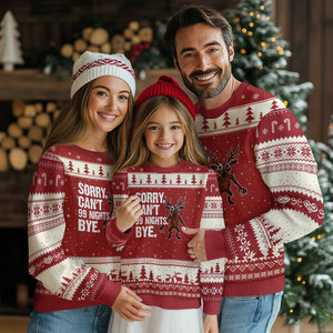 Sorry Cant 99 Nights Bye In The Forest Ugly Christmas Sweater Funny Gamer Gift TS10 Red Beige Print Your Wear