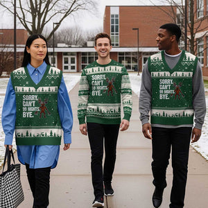 Sorry Cant 99 Nights Bye In The Forest V-Neck Knit Sweater Vest Funny Gamer Gift TS10 Forest Green Beige Print Your Wear