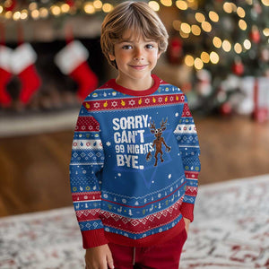 Sorry Cant 99 Nights Bye In The Forest Hanukkah Ugly Sweater Funny Gamer Gift TS10 Blue Red Print Your Wear