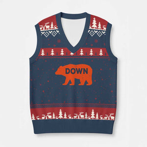 CFB Game Day Apparel V-Neck Knit Sweater Vest Down Vintage Trendy TS10 Navy Red Print Your Wear