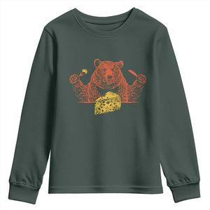 BF Youth Sweatshirt Let's Eat Cheese Football Fans TS10 Dark Forest Green Print Your Wear