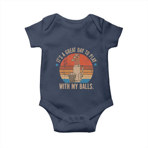 Funny Golf Baby Onesie Retro Its A Great Day To Play With My Balls TS10 Navy Print Your Wear