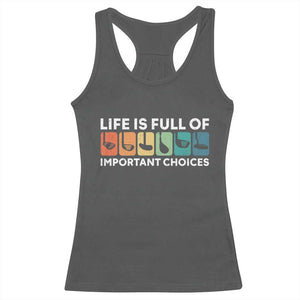 Life is Full of Important Choices Racerback Tank Top Funny Retro Golfing Clubs Golf Lover Gift TS10 Dark Heather Print Your Wear