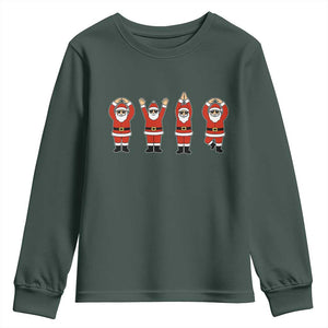 Santa O-H-I-O State Youth Sweatshirt Funny Santa Christmas Ohio Midwestern Party Team TS10 Dark Forest Green Print Your Wear