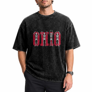 O-H-I-O State Washed Cotton T-Shirt Funny Skeletons Ohio Vintage Halloween Team