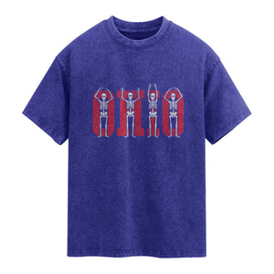O-H-I-O State Washed Cotton T-Shirt Funny Skeletons Ohio Vintage Halloween Team