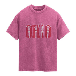 O-H-I-O State Washed Cotton T-Shirt Funny Skeletons Ohio Vintage Halloween Team