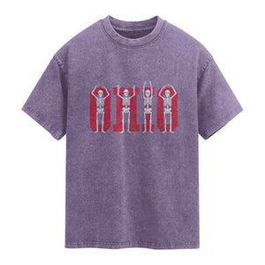 O-H-I-O State Washed Cotton T-Shirt Funny Skeletons Ohio Vintage Halloween Team