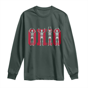 O-H-I-O State Long Sleeve Shirt Funny Skeletons Ohio Vintage Halloween Team TS10 Dark Forest Green Print Your Wear