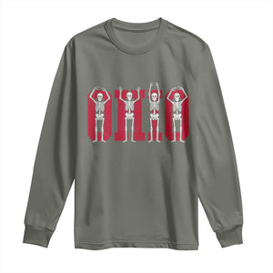 O-H-I-O State Long Sleeve Shirt Funny Skeletons Ohio Vintage Halloween Team TS10 Military Green Print Your Wear