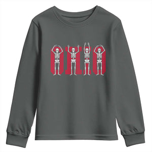 O-H-I-O State Youth Sweatshirt Funny Skeletons Ohio Vintage Halloween Team TS10 Dark Heather Print Your Wear