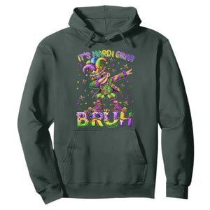 It's Mardi Gras Bruh Hoodie Dabbing Boy Kids TS10 Dark Forest Green Print Your Wear