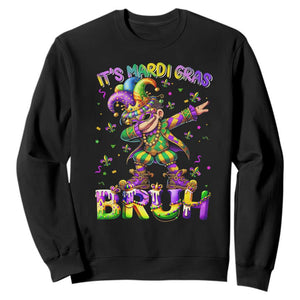 It's Mardi Gras Bruh Sweatshirt Dabbing Boy Kids TS10 Black Print Your Wear