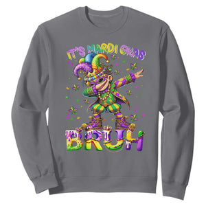It's Mardi Gras Bruh Sweatshirt Dabbing Boy Kids TS10 Charcoal Print Your Wear