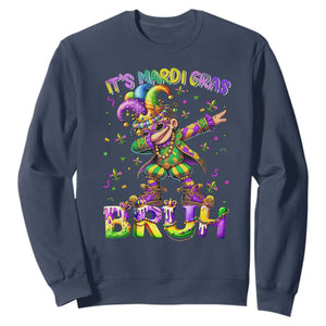 It's Mardi Gras Bruh Sweatshirt Dabbing Boy Kids TS10 Navy Print Your Wear