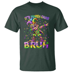 It's Mardi Gras Bruh T Shirt Dabbing Boy Kids TS10 Dark Forest Green Print Your Wear