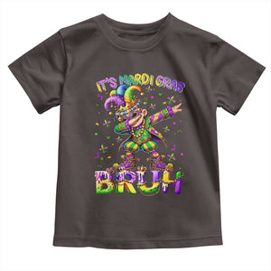 It's Mardi Gras Bruh Toddler T Shirt Dabbing Boy Kids TS10 Dark Chocolate Print Your Wear