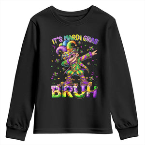 It's Mardi Gras Bruh Youth Sweatshirt Dabbing Boy Kids TS10 Black Print Your Wear