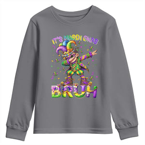 It's Mardi Gras Bruh Youth Sweatshirt Dabbing Boy Kids TS10 Charcoal Print Your Wear
