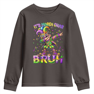 It's Mardi Gras Bruh Youth Sweatshirt Dabbing Boy Kids TS10 Dark Chocolate Print Your Wear