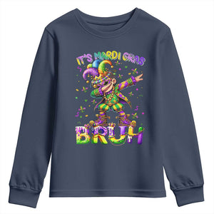 It's Mardi Gras Bruh Youth Sweatshirt Dabbing Boy Kids TS10 Navy Print Your Wear