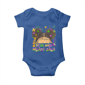 Little Miss Mardi Gras Afro Messy Bun Girls Baby Onesie TS10 Royal Blue Print Your Wear