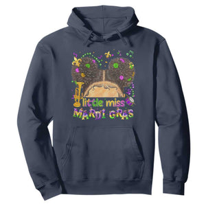 Little Miss Mardi Gras Afro Messy Bun Girls Hoodie TS10 Navy Print Your Wear