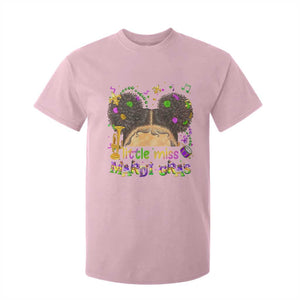 Little Miss Mardi Gras Afro Messy Bun Girls T Shirt For Kid TS10 Light Pink Print Your Wear